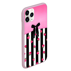 Чехол iPhone 11 Pro матовый Костюм Барби: полоска с розами, цвет: 3D-розовый — фото 2