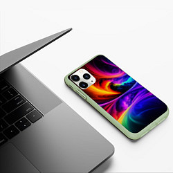 Чехол iPhone 11 Pro матовый Неоновая краска, цвет: 3D-салатовый — фото 2