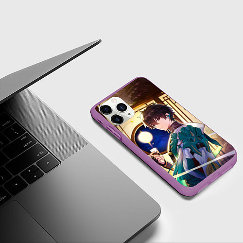 Чехол iPhone 11 Pro матовый Хонкай Стар Рейл: Дэн Хенг / 3D-Фиолетовый – фото 3