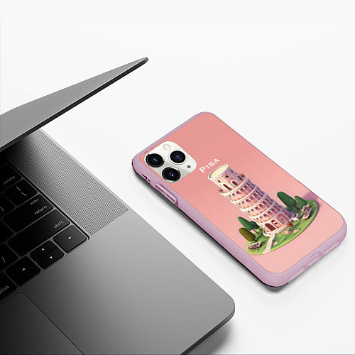 Чехол iPhone 11 Pro матовый Pisa Isometric / 3D-Розовый – фото 3