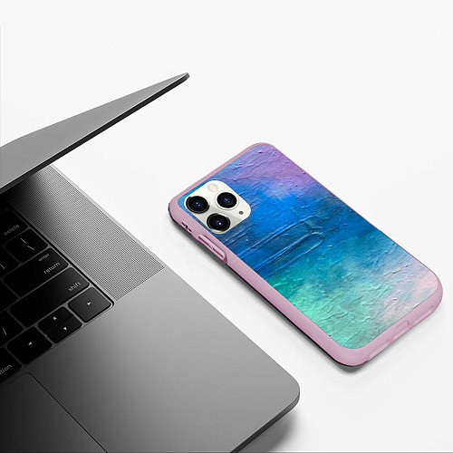 Чехол iPhone 11 Pro матовый Пудра и голубые краски / 3D-Розовый – фото 3