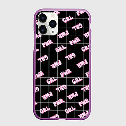 Чехол iPhone 11 Pro матовый Girl power - черный в клетку, цвет: 3D-фиолетовый
