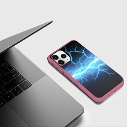 Чехол iPhone 11 Pro матовый Удар молнии, цвет: 3D-малиновый — фото 2