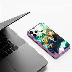 Чехол iPhone 11 Pro матовый Геншин Импакт: Кирара, цвет: 3D-фиолетовый — фото 2