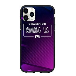 Чехол iPhone 11 Pro матовый Among Us gaming champion: рамка с лого и джойстико, цвет: 3D-черный