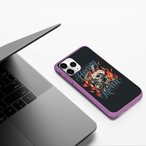 Чехол iPhone 11 Pro матовый Heavy metal music / 3D-Фиолетовый – фото 3