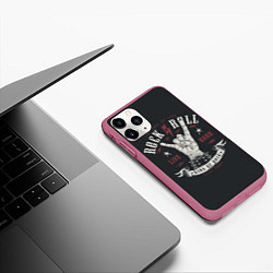 Чехол iPhone 11 Pro матовый Rock and roll - жест козы, цвет: 3D-малиновый — фото 2