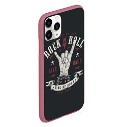 Чехол iPhone 11 Pro матовый Rock and roll - жест козы, цвет: 3D-малиновый — фото 2