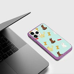Чехол iPhone 11 Pro матовый Кошечки собачки, цвет: 3D-фиолетовый — фото 2