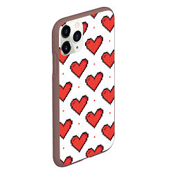 Чехол iPhone 11 Pro матовый Pixel heart, цвет: 3D-коричневый — фото 2