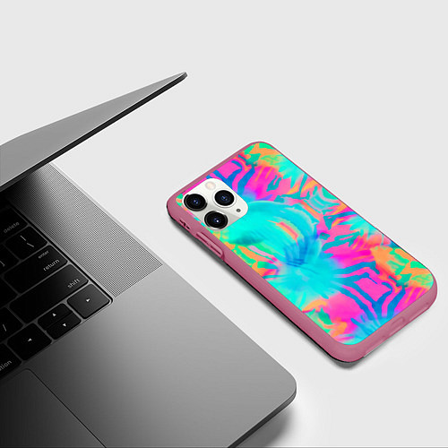 Чехол iPhone 11 Pro матовый Кислотный тай-дай: паттерн / 3D-Малиновый – фото 3