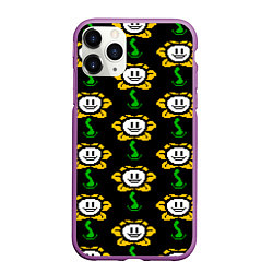 Чехол iPhone 11 Pro матовый Undertale - flowey smile, цвет: 3D-фиолетовый