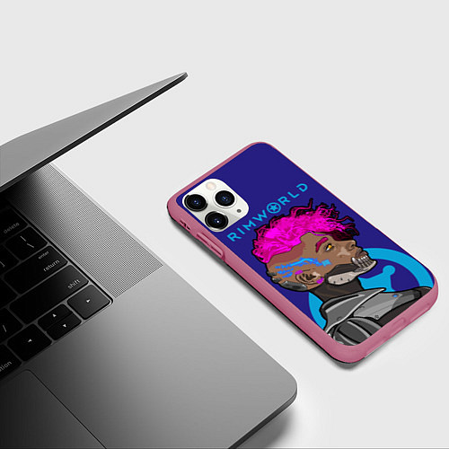 Чехол iPhone 11 Pro матовый RimWorld персонаж / 3D-Малиновый – фото 3