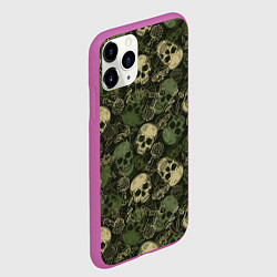 Чехол iPhone 11 Pro матовый Камуфляж с черепами и грибами, цвет: 3D-фиолетовый — фото 2