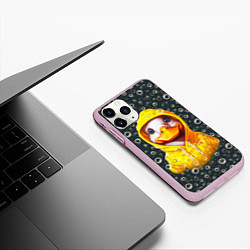 Чехол iPhone 11 Pro матовый Забавный утёнок в капюшоне, цвет: 3D-розовый — фото 2