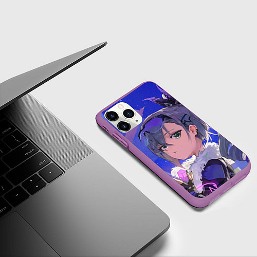 Чехол iPhone 11 Pro матовый Хонкай Стар Рейл: Серебряный Волк / 3D-Фиолетовый – фото 3