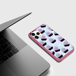 Чехол iPhone 11 Pro матовый Корабль с трубами, цвет: 3D-малиновый — фото 2