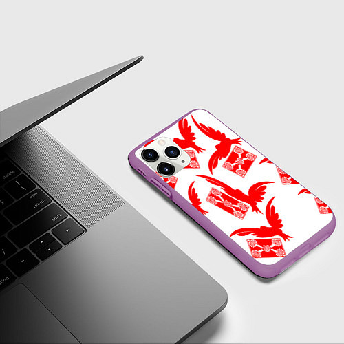 Чехол iPhone 11 Pro матовый Письма о любви / 3D-Фиолетовый – фото 3