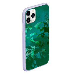 Чехол iPhone 11 Pro матовый Зелёные обрывки фигур, цвет: 3D-светло-сиреневый — фото 2