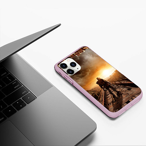 Чехол iPhone 11 Pro матовый Жёлтое солнце Метро / 3D-Розовый – фото 3