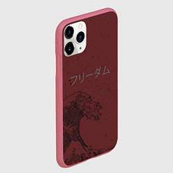Чехол iPhone 11 Pro матовый Большая волна в Канагава, цвет: 3D-малиновый — фото 2