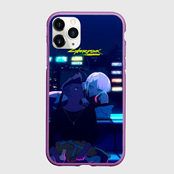 Чехол iPhone 11 Pro матовый Cyberpunk: Edgerunners Дэвид и Люси, цвет: 3D-фиолетовый