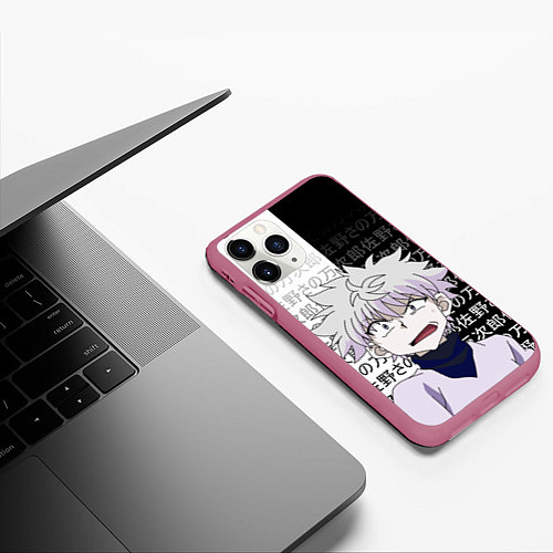 Чехол iPhone 11 Pro матовый Киллуа - Hunter x Hunter / 3D-Малиновый – фото 3