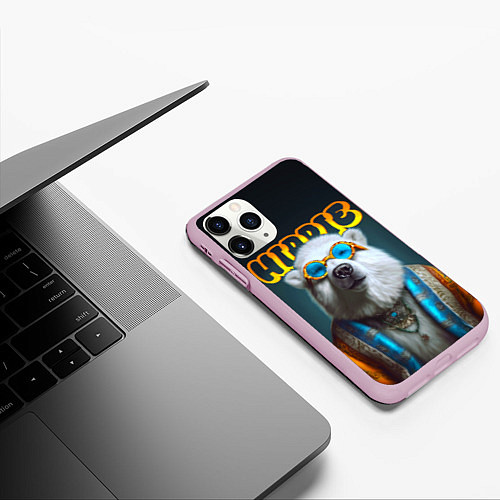 Чехол iPhone 11 Pro матовый Хиппи белый медведь / 3D-Розовый – фото 3