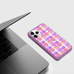 Чехол iPhone 11 Pro матовый Нежные сердечки, цвет: 3D-фиолетовый — фото 2