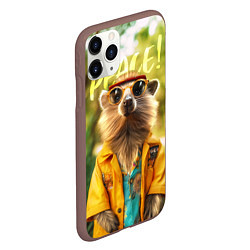 Чехол iPhone 11 Pro матовый Peace - хиппи квокка короткохвостый кенгуру, цвет: 3D-коричневый — фото 2