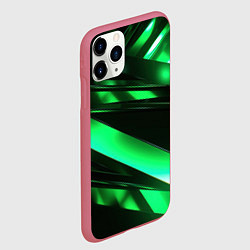 Чехол iPhone 11 Pro матовый Зеленая неоновая абстракция, цвет: 3D-малиновый — фото 2