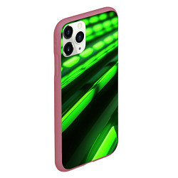 Чехол iPhone 11 Pro матовый Green neon abstract, цвет: 3D-малиновый — фото 2