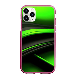 Чехол iPhone 11 Pro матовый Black green textureпоп, цвет: 3D-малиновый