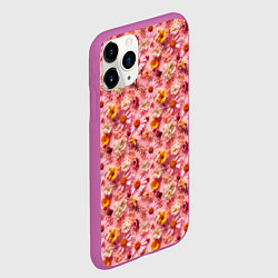 Чехол iPhone 11 Pro матовый Желтые белые и розовые цветы, цвет: 3D-фиолетовый — фото 2