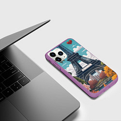 Чехол iPhone 11 Pro матовый Эйфелева башня в цветах, цвет: 3D-фиолетовый — фото 2