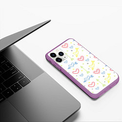 Чехол iPhone 11 Pro матовый Color hearts, цвет: 3D-фиолетовый — фото 2