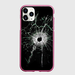 Чехол iPhone 11 Pro матовый Осколки стекла, цвет: 3D-малиновый