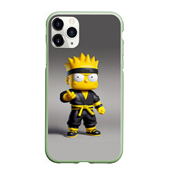 Чехол iPhone 11 Pro матовый Bart Simpson - ninja - Japan, цвет: 3D-салатовый