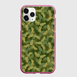 Чехол iPhone 11 Pro матовый Лоси - камуфляж, цвет: 3D-малиновый