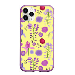 Чехол iPhone 11 Pro матовый Фиолетовый цветник, цвет: 3D-фиолетовый