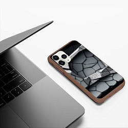 Чехол iPhone 11 Pro матовый Каменная конструкция паттерн, цвет: 3D-коричневый — фото 2