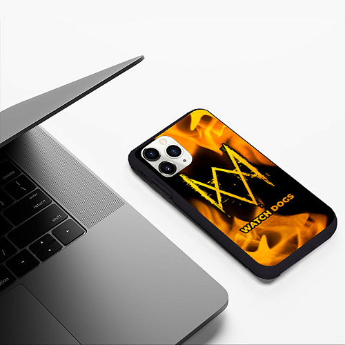 Чехол iPhone 11 Pro матовый Watch Dogs - gold gradient / 3D-Черный – фото 3