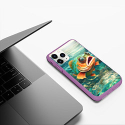 Чехол iPhone 11 Pro матовый Рыба карп, цвет: 3D-фиолетовый — фото 2