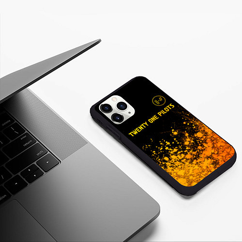 Чехол iPhone 11 Pro матовый Twenty One Pilots - gold gradient: символ сверху / 3D-Черный – фото 3