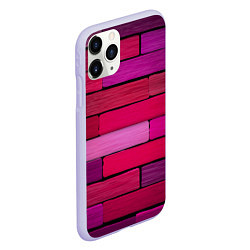 Чехол iPhone 11 Pro матовый Малиновые кирпичики, цвет: 3D-светло-сиреневый — фото 2