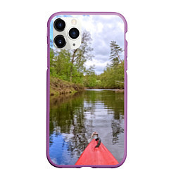 Чехол iPhone 11 Pro матовый Красная байдарка, цвет: 3D-фиолетовый