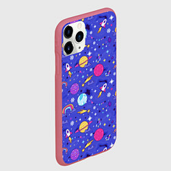 Чехол iPhone 11 Pro матовый Планеты и кометы, цвет: 3D-малиновый — фото 2