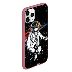 Чехол iPhone 11 Pro матовый Космонавт играет рок на гитаре, цвет: 3D-малиновый — фото 2