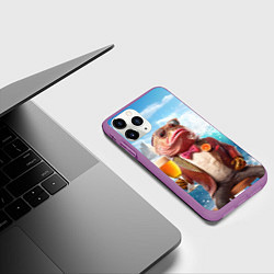 Чехол iPhone 11 Pro матовый Мистер карп с пивом, цвет: 3D-фиолетовый — фото 2