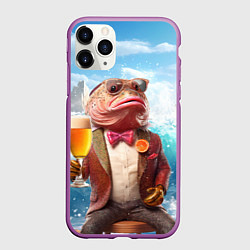 Чехол iPhone 11 Pro матовый Мистер карп с пивом, цвет: 3D-фиолетовый